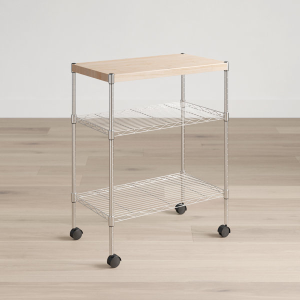 Wayfair Basics® Adjustable Kitchen Cart Manufactured Wood Top & Reviews